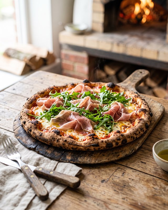 Pizza z szynką parmeńską i rukolą prosto z pieca